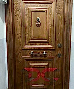 Koyu Kahverengi Ahşap Çelik Kapı DR-017